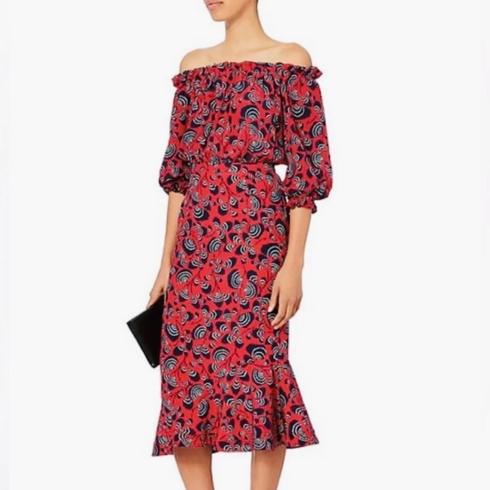 SALONI Grace Silk Off the Shoulder Dress - Picture 4 of 14